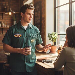 Vintage Boy Scouts of America Explorer Uniform Shirt Mens Medium Green Patches